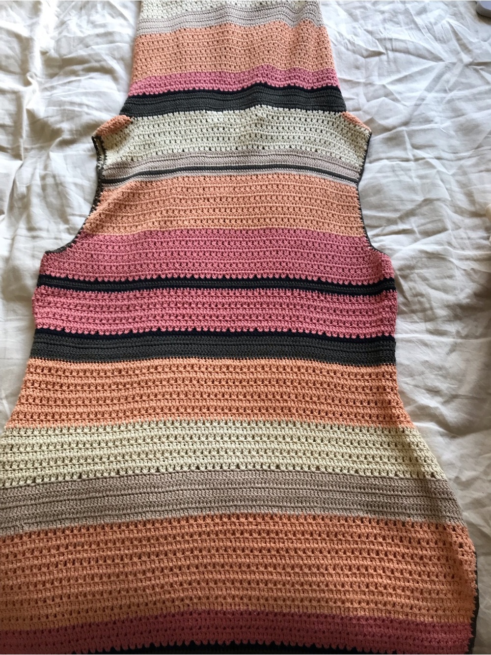 Dana Buchman Striped Crochet Tank Top in Peach, Pink & Cream
